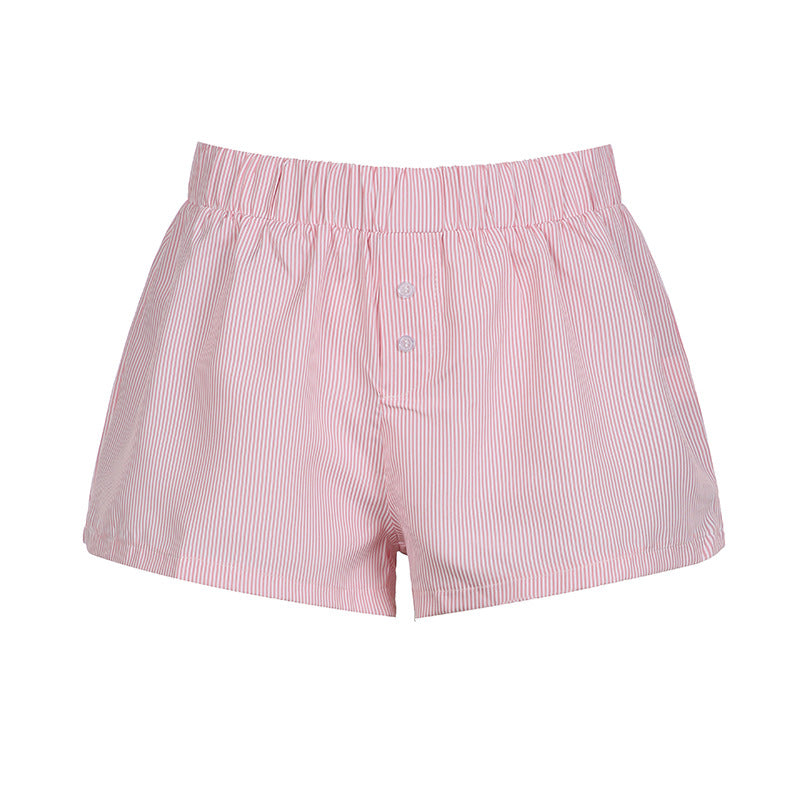 Casual Loose Striped Color-Block Shorts