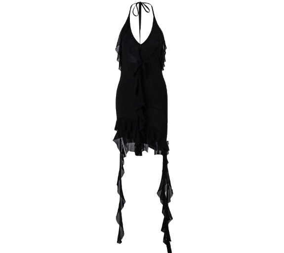 Ruffle Halter Backless Mini Dress