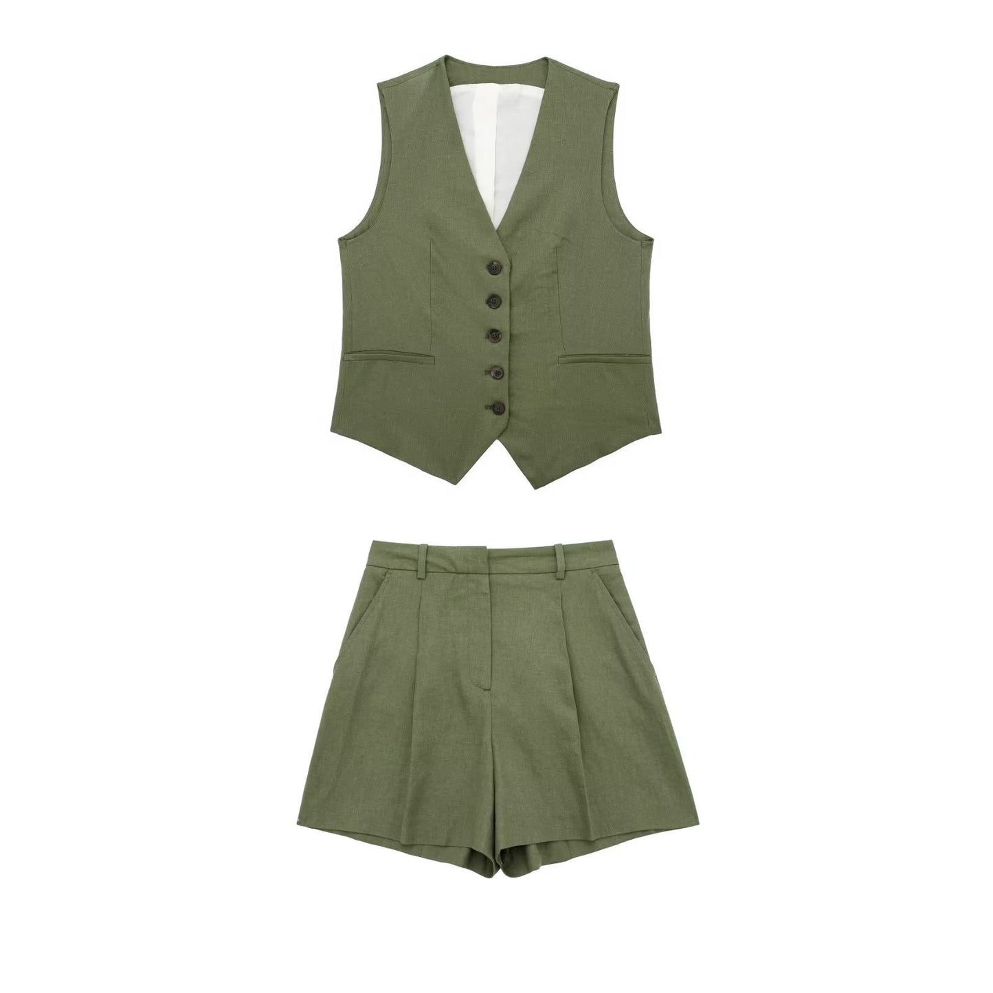 Casual Linen Blend Vest Top + Shorts