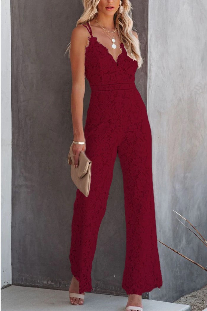 Lace Patchwork Sleeveless Jumpsuit