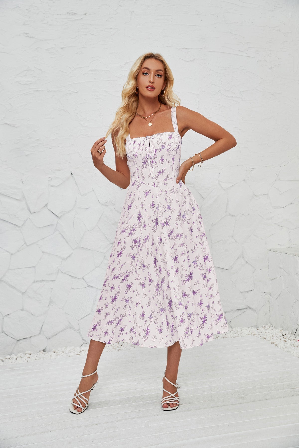 Spaghetti Strap Side-Slit Maxi Dress