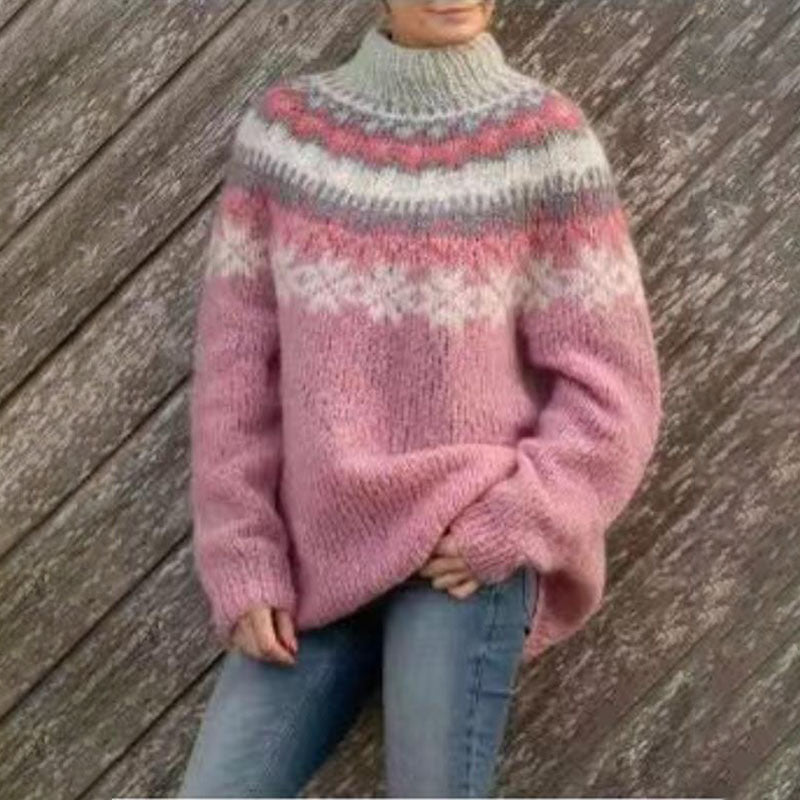 Round Neck Jacquard Retro Sweater