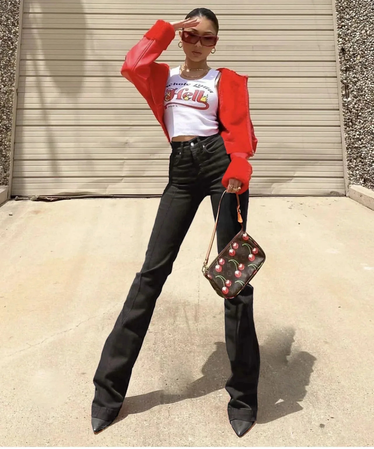 Hollow Flare High-Waist Denim Jeans