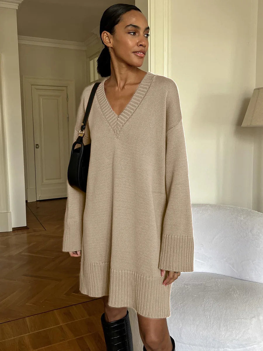 Knitted V-Neck Pullover Sweater