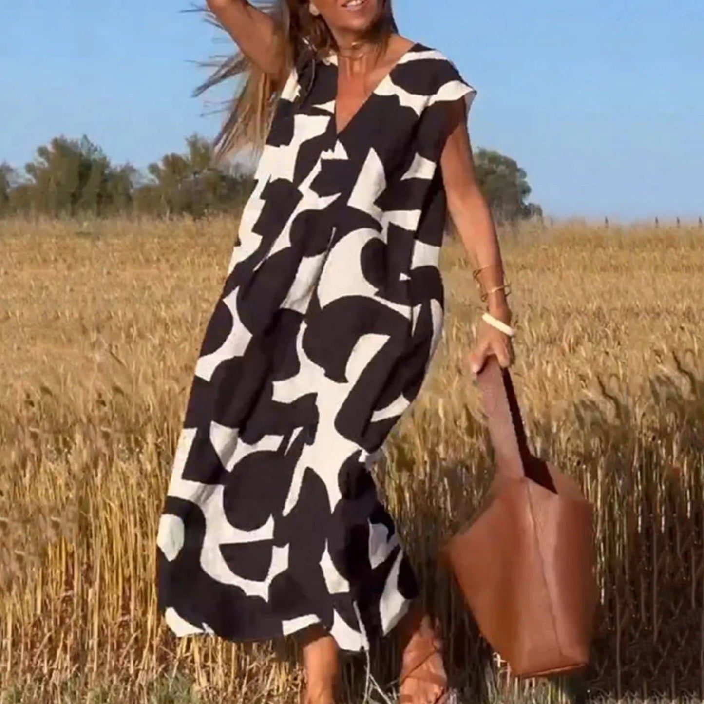 Boho V-Neck Sleeveless Maxi Dress