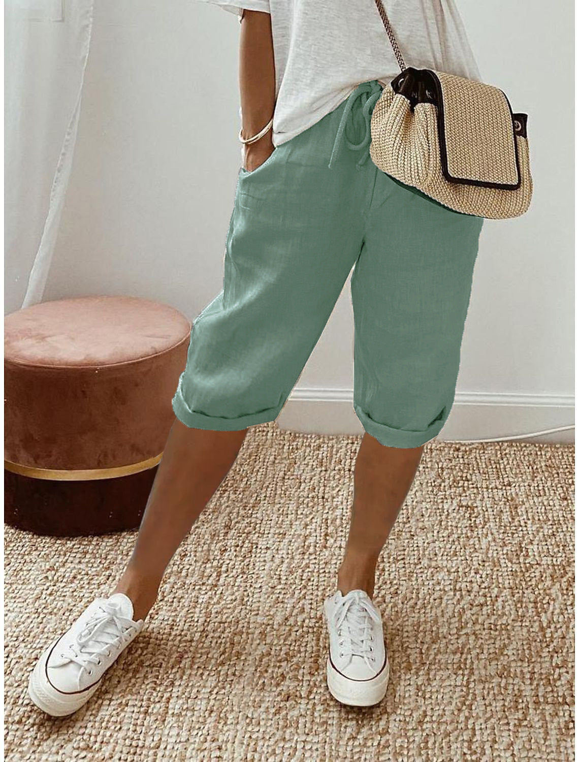 Elastic Waist Casual Pants
