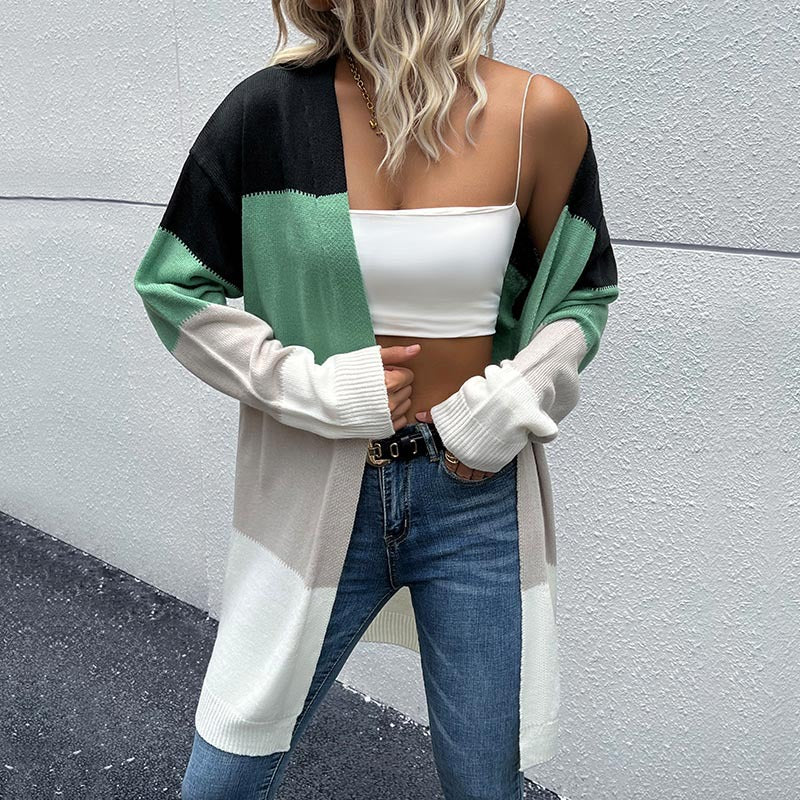 Color-Block Long Sleeve Cardigan
