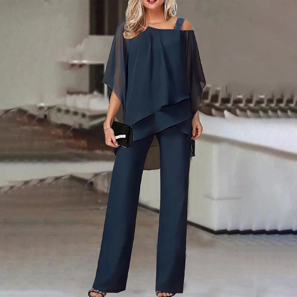 Loose Casual Batwing Sleeve Top and Long Pants Set