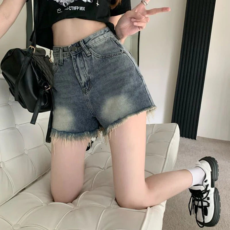 Vintage Raw Hem Denim Shorts