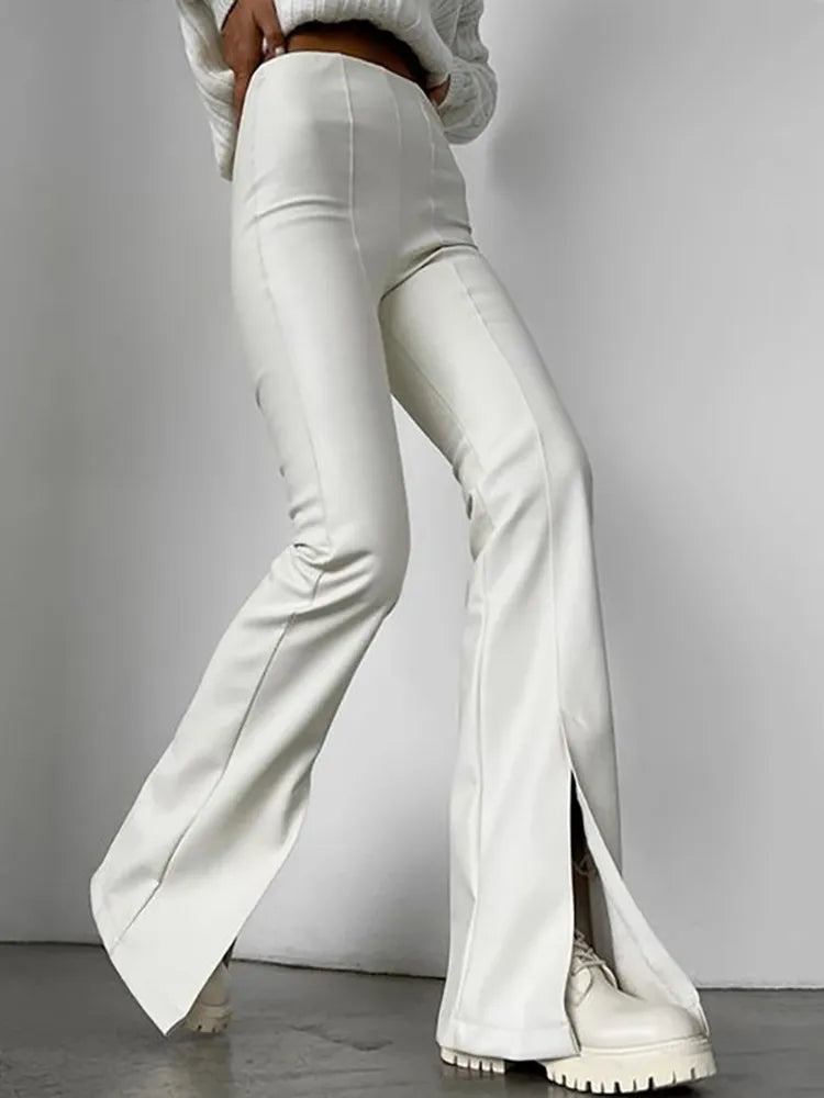 PU Leather Flared Pants