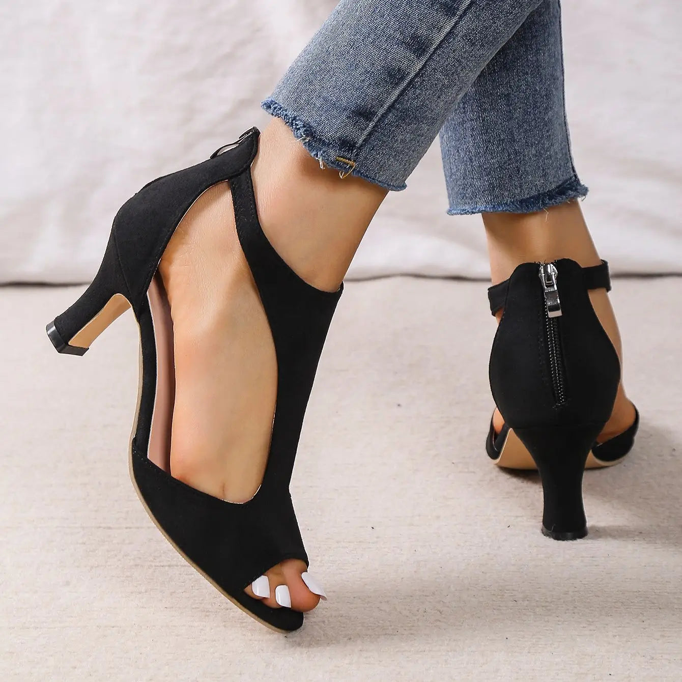 Side Hollow Thin Heel Roman Sandals