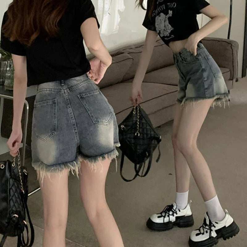 Vintage Raw Hem Denim Shorts