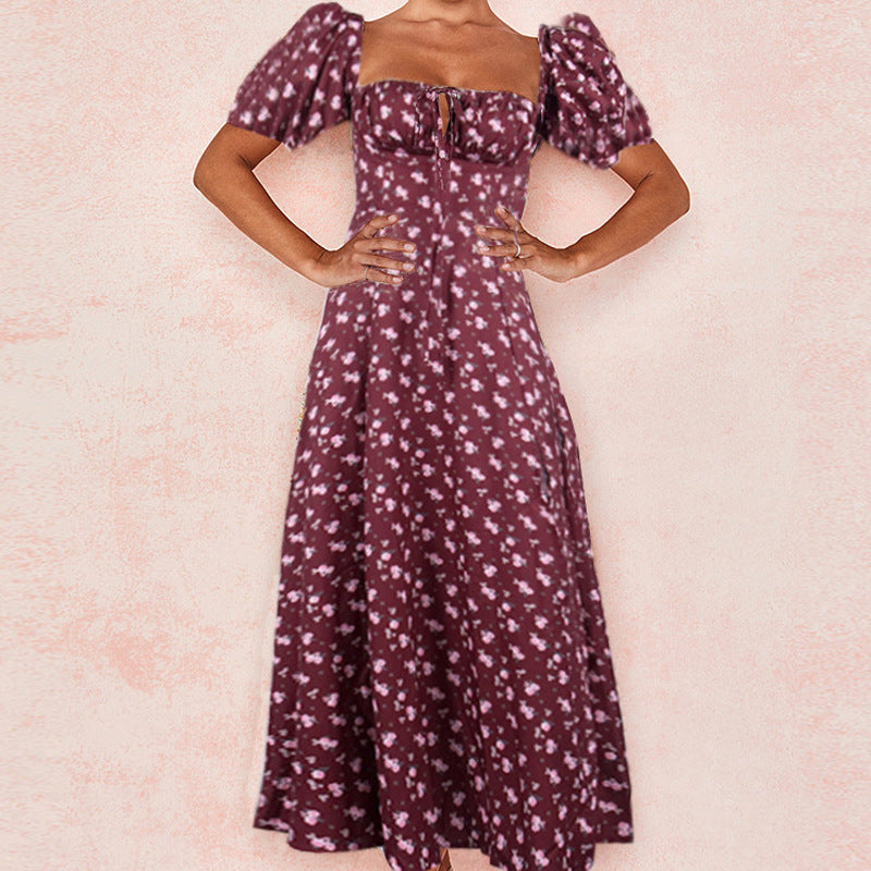 Square Neck Floral Dress