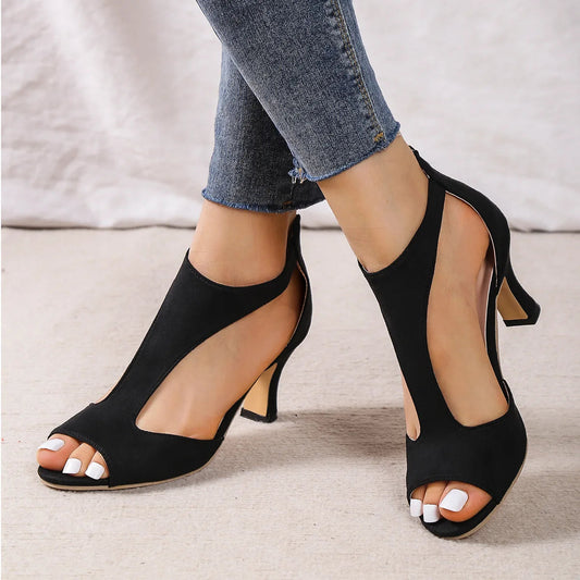 Side Hollow Thin Heel Roman Sandals