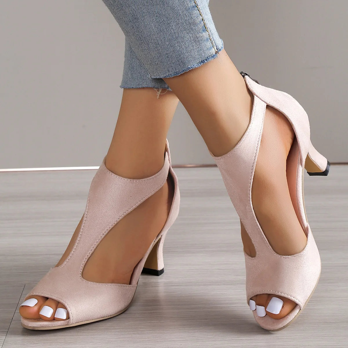 Side Hollow Thin Heel Roman Sandals