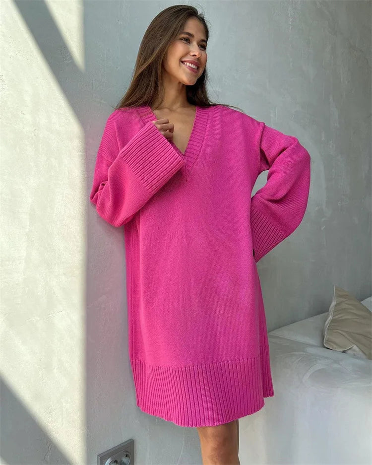 Knitted V-Neck Pullover Sweater