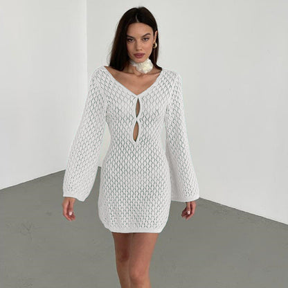 Knitted Hollow-Out Beach Cover-Up Skirt