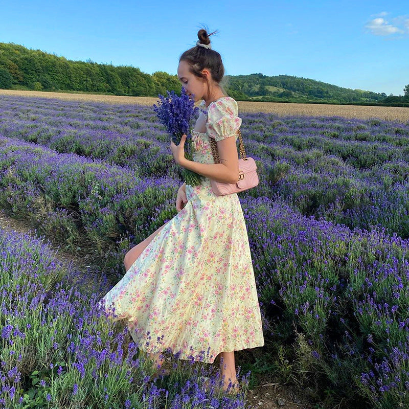 Square Neck Floral Dress