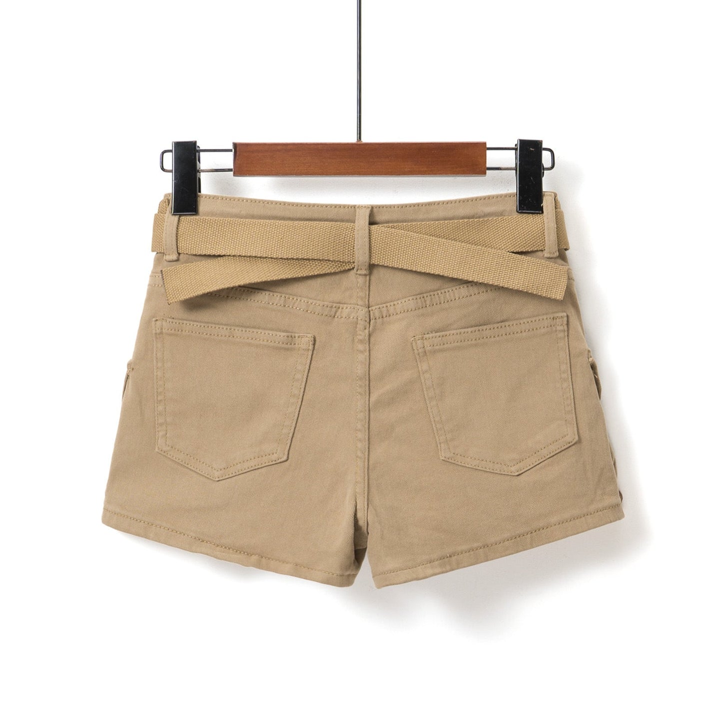 High-Waisted Stretch Slim Fit Cargo Shorts