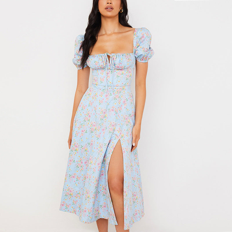 Square Neck Floral Dress