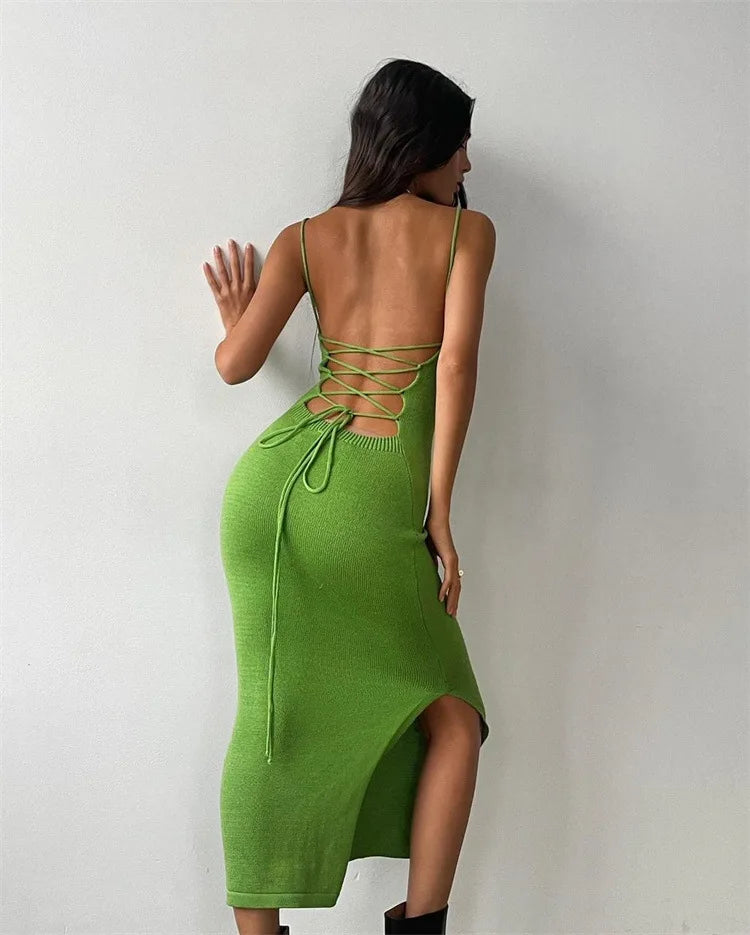 Backless Bandage Knitted Dress